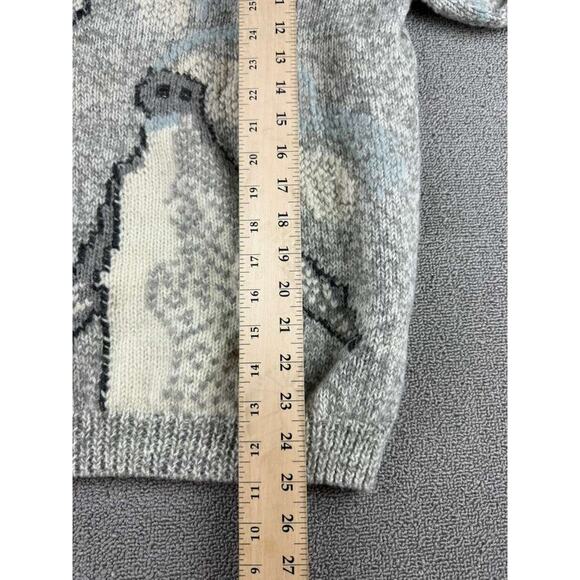 Vintage Roberta Frost Sweater Women S Gray 100% Virgin Wool Hand Knitted Penguin - Picture 6 of 8